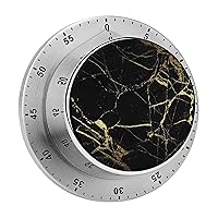 Gold and Black Marble Texture 60 Minute Timer Stainless Steel Wind Up Magnetic Timer Time Management for Cooking Kitchen