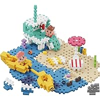 Mini Waffle City- Beach Construction Playset Includes 148 Flexible Blocks and 2 Characters- Improves Fine Motor Skills- STEM STEAM Building Montessori Toys for Kids 5+