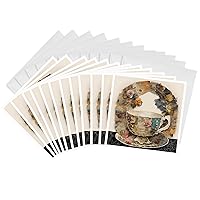 3dRose Greeting Cards - Mixed Media Collage Teacup AI Generated - 12 Pack - Digital Art