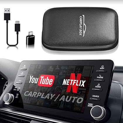 Flgocexs Wireless Carplay Adapter - 3 in 1 Wireless Carplay and Android Auto Adapter with Built in Netflix YouTube Support TF Card Only for Original Car Models After 2016 with Wired Carplay
