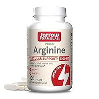 Jarrow Formulas Arginine 1000 mg - 100 Tablets - Supports Nitric Oxide & Protein Synthesis - Dietary Supplement Supports Tissue Repair - Mens Health Formula - Up to 100 Servings.