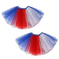 4th of July Star Tutu for Girls Red White Blue Star Dress, Independence Day American Flag Tutu Skirt Outfit USA Party Decor 2PCS