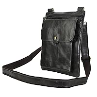 Le'aokuu Men Leather Multifunction Fashion Casual Style Sling Messenger Shoulder Bag Designer Waist Belt Pouch Pack