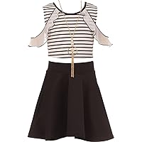 Little Girls Long Sleeve Ruffle Top Blouse Floral Skirt 3 PCS Clothing Dress Set