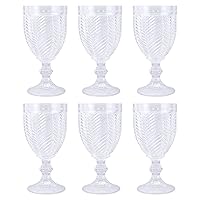 14 ounce Plastic Wine Glass With Stem | Set of 6 - Shatterproof / Unbreakable / BPA Free / Dishwasher safe (CLEAR, 14ounce)