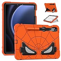 Tablet Case for Samsung Galaxy Tab S7/S8/S9/S9 FE 11 inch(2023)，Lightweight Shockproof Rugged Protective Cover with Kickstand for Kids Children Boys Babies Orange Black