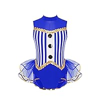 YiZYiF Kids Girls Jazz Dance Dress Sequin Stripe Leotard Halloween Performance Costume Circus Ringmaster Cosplay