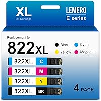 LEMERO 822XL Remanufactured Ink Cartridges Replacement for Epson 822 822XL for Workforce Pro WF-3820 WF-4830 WF-4820 WF-4830 Printer Ink Cartridges for Epson 822XL Ink Cartridges (4 Pack)