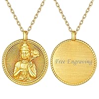ChicSilver Unisex Buddha Pendant Necklace 925 Sterling Silver Bodhisattva Amulet/Talisman 18K Gold Plated Chinese Constellation Zodiac Coin Necklace (with Gift Box)