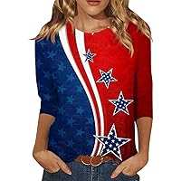 SNKSDGM American Flag Shirts Women Patriotic Shirt 4th of July Tops Tee Stars Stripes Crew Neck Short Sleeve Cute T-Shirt