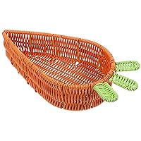 BESTOYARD Wicker Rattan Basket, Easter Carrot Shaped Egg Basket, Woven Picnic Basket, Rattan Candy Basket, Wicker Dish Bowl for Candy Storage Toy Girl Party Supplies M