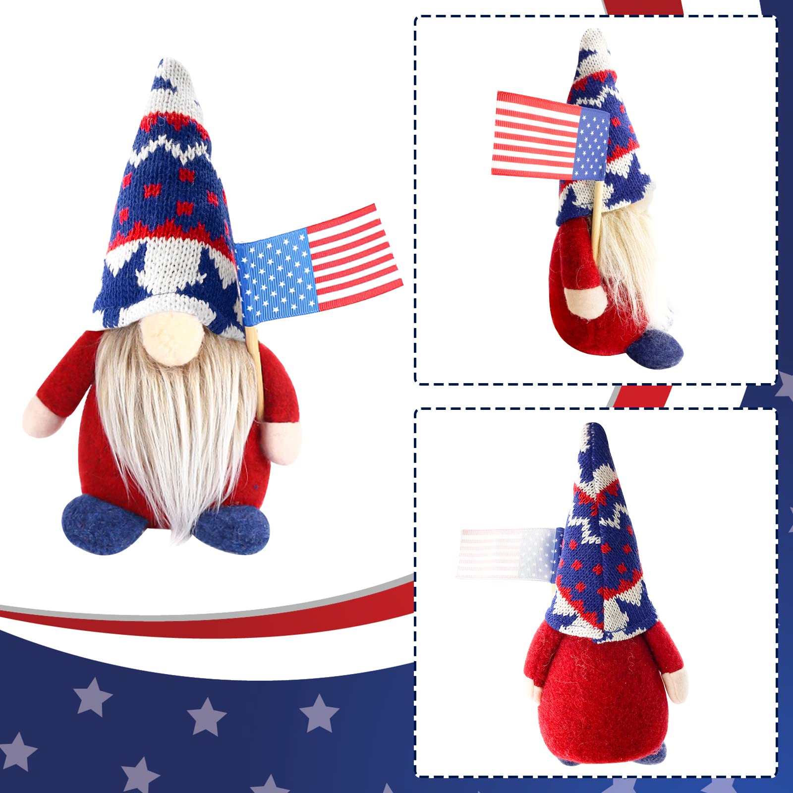 Lovinland New US Citizen Gifts, American Flag Gnomes, Birthday/Retirement/Veteran Christmas Thanksgiving Gifts for New Citizenship/Friend/Father/Grandpa/Adult, American Native Decor for Home