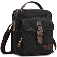 RAVUO Small Messenger Bag for Men, Water Resistant Canvas Satchel Purse Vintage Shoulder Crossbody Bag for Travel Work