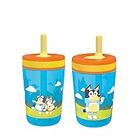 15oz Bluey Kelso Tumbler Set, BPA-Free Leak-Proof Screw-On Lid with Straw Made of Durable Plastic and Silicone, Perfect Bundle for Kids, 2 Count (Pack of 1)