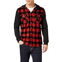 Urban Classics Mens Hooded Checked Flannel Sweat Sleeve Shirt