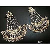 TIPTOP-White Kundan Pearl Gold Tone Jhoomer Layer Earring Traditional Party Jewelry New