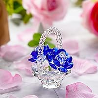 H&D HYALINE & DORA Rose Flower Gifts for Mom,Crystal Blue Flower Rose Gift,Glass Rose Flower Gift for Valentine's Day Mother's Day Christmas Anniversary Birthday Thanksgiving
