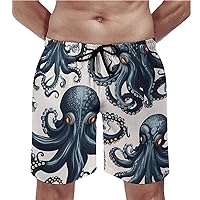 Octopus Pattern Swim Trunks Quick Dry Summer Beach Swimming Trunks Men's Casual Shorts
