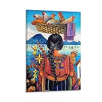 Vintage Indigenous Culture Woman Poster Painting Guatemalan Wall Art Canvas Print Poster Decorative Painting Canvas Wall Art Living Room Posters Bedroom Painting 12x18inch(30x45cm)