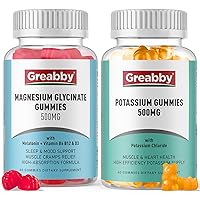 Potassium Gummies & Magnesium Gummies, Potassium Chloride 500mg, Magnesium Glycinate 500mg, Mineral Supplements for Family
