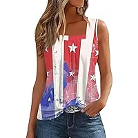 Womens Summer Tank Tops Floral Print Loose Fit Flowy Tops Square Neck Sleeveless Curved Hem Tunic Shirts