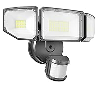 85W LED Security Lights Motion Sensor Light Outdoor, 8500LM, 6500K, IP65 Waterproof, 3 Head Motion Detected Flood Light for Garage, Yard, Porch (Black)