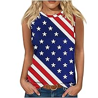 Women's Sleeveless Casual American Flag Tank Tops 4th of July Patriotic Shirts Workout Sports Athletic T Shirt