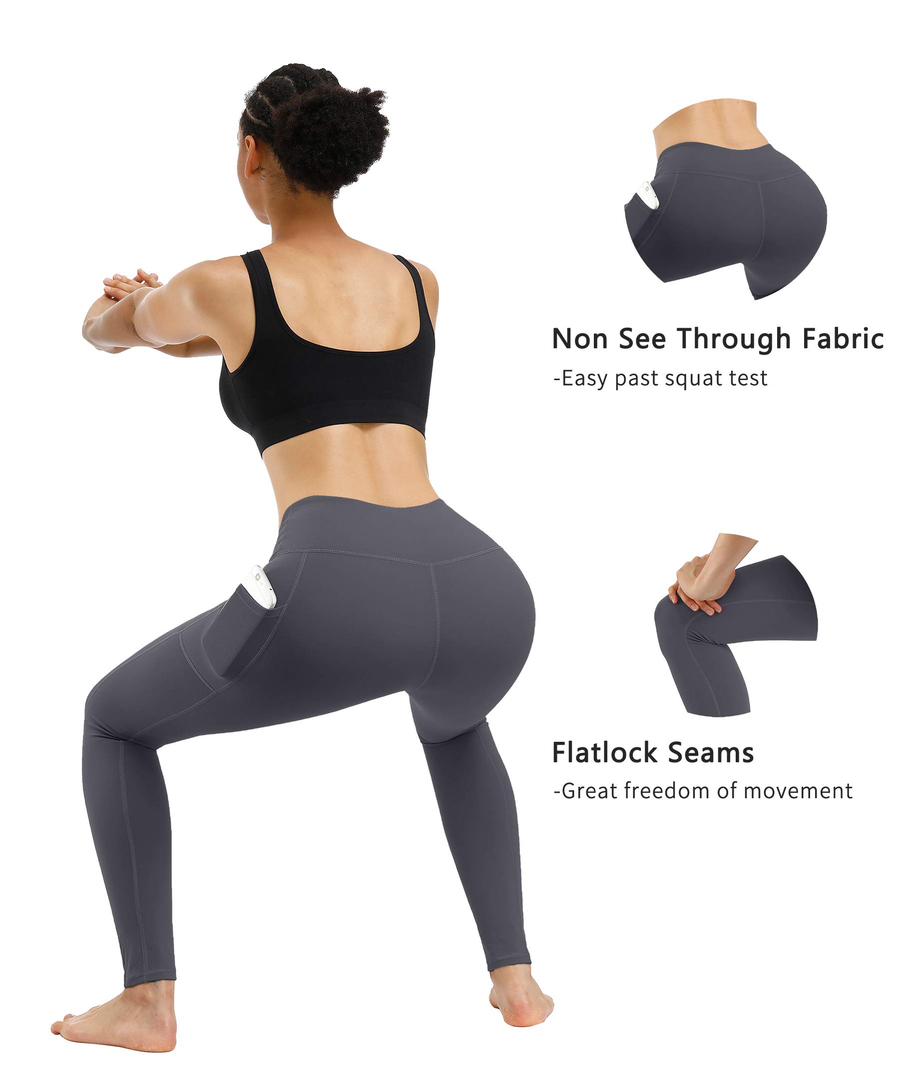 Fengbay 2 Pack High Waist Yoga Pants, Pocket Yoga Pants Tummy Control Workout Running 4 Way Stretch Yoga Leggings