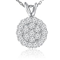1.00 Ct Ladies Round Cut Diamond Pendant/Necklace in 14 kt White Gold