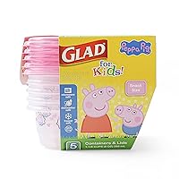 for Kids Peppa Pig GladWare To Go Snack Storage Containers with Lids, 9oz 5ct | 9 oz Kids Snack Containers with Peppa Pig Design, 5 Count Set | Tight Seal Food Storage Containers for Food