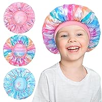 3 Pcs Kids Silk Bonnet for Sleeping Unicorn Satin Sleep Cap for Curly Hair Toddler Girls Wide Band Hair Cap for Sleeping Baby Hair Bonnet