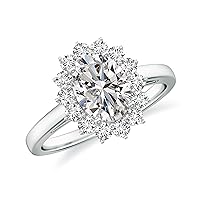 Natural Diamond Princess Diana Halo Ring for Women Girls in Sterling Silver / 14K Solid Gold/Platinum