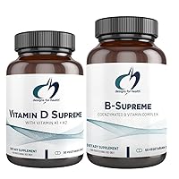 Designs for Health Vitamin D Supreme + B-Supreme Essentials Duo - 5000 IU Vitamin D3 + Vitamin K, Active B Complex (2 Product Set)