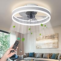 AHAWILL Modern Ceiling Fan with Light，Mute LED Dimmable Ceiling Fans with Remote Control，6 Speeds Reversible 60W Contemporary Ceiling Fan for Bedroom, Study Room, Dining Room,etc.（19.7