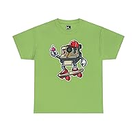 Skateboarding Polaroid Cartoon Fun Retro Style Ride The Wave of Nostalgia, Playful Tee Unisex Heavy Cotton T-Shirt