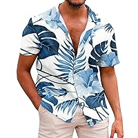 Hawaiian Shirt for Men Short Sleeve Button Down Casual Shirts Summer Printed Tropical Floral Aloha Beach Shirts