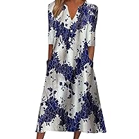 XJYIOEWT Summer Dresses for Women 2024 Plus Size with Sleeves, Women's Fashion Casual Boho Dress Short Sleeve V Neck Po