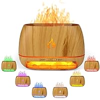 3-in-1 Himalayan Salt Rock Scent Diffuser, Ultrasonic Essential Oil Diffuser, Simulation Flame Humidifier, Colorful Light Mist Diffuser, Wood Grain Aroma Diffuser 200ml
