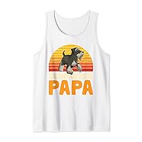 Mens Dog Papa Pet Owner Dog Lover Dad Fathers Day Retro Schnauzer Tank Top