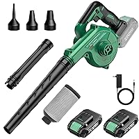 Cordless Leaf Blower & Vacuum w/2 X 2.0 Battery & Charger, 2-in-1 20V Leaf Blower Cordless,150CFM Lightweight Mini Cordless Leaf Vacuum, Handheld Electric Blowers for Lawn Care/Dust/Pet Hair
