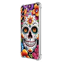 Galaxy S24 Plus Case,Flowews Rose Sugar Skull Drop Protection Shockproof Case TPU Full Body Protective Scratch-Resistant Cover for Samsung Galaxy S24 Plus
