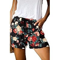 QUEEN PLUS Womens Casual Shorts Comfy Elastic Waist Drawstring Pocket Shorts Pants