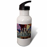3dRose Cool Fun Chess Pieces Chess Game Abstract Art for Chess Players - Water Bottles (wb-380905-2)