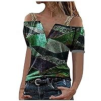 Crop Tops for Women,Women's Casual Tie-dye Round Neck Short Sleeve Tops Basic Loose T Shirts Tops for Women 100% Cotton Long Sleeve Shirt Women Blouse for Women
