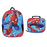 Marvel Boy's Spider-Man 16-Inch Backpack with Lunch Bag, Blue