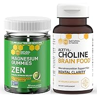NATURAL STACKS Magnesium Ashwagandha Gummies 30ct with Alpha GPC Choline 60ct Supplement