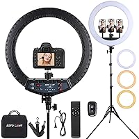 21 inch LED Ring Light with Tripod Stand, Video Ring Light for Selfie Photography Vlog Recording Conference Meeting Studio Portrait YouTube TikTok Makeup with Carrying Bag and Remote Control, CRI>97