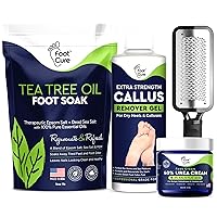 Tea Tree Oil Foot Cream - Moisturizing Athletes Foot Care For Dry Cracked Feet Cream - Heel & Callus Removal,& Tea Tree Foot Soak, Callus Remover Gel Foot File Pedicure Kit