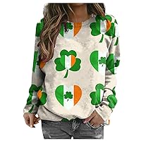 Funny St Patricks Day Shirt Women Green Day Shirt Crew Neck Long Sleeve Tee Breathable Womens Graphic Sweatshirts