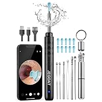 Ear Wax Removal Tool Camera, Ear Cleaner with Camera, Ear Cleaning Kit 1296P HD Ear Scope, 6 LED Lights and 10 Ear Picks, Earwax Removal with Otoscope to Earify Earwax for iOS and Android, Jet Black